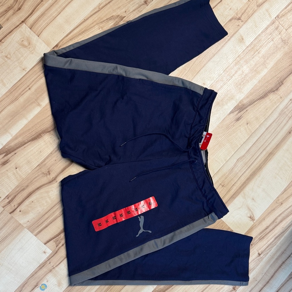 Puma Navy Joggers with Gray Side Panels